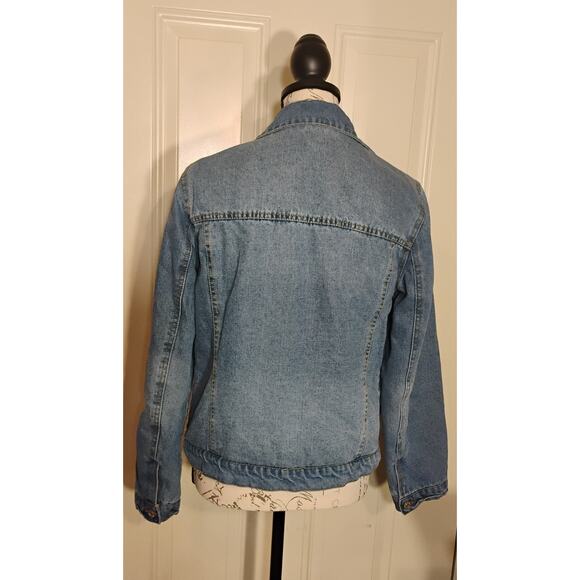 Forever 21 Denim Jacket Faux Fur Women Size Medium Color Blue - Picture 2 of 5